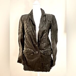 ALL SAINTS Women's Leather Black One Button Blazer Size 6